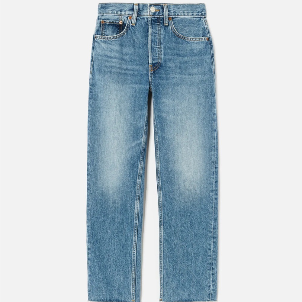 Re/Done Jeans Size 29 High Rise Stove Pipe Medium Vain Wash